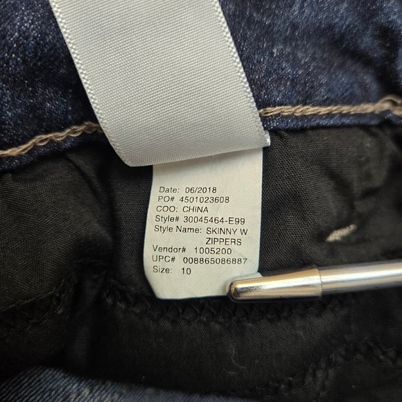 New Directions Dark Wash Skinny Jeans Zipper Detail Womens Sz 10R - Picture 8 of 9